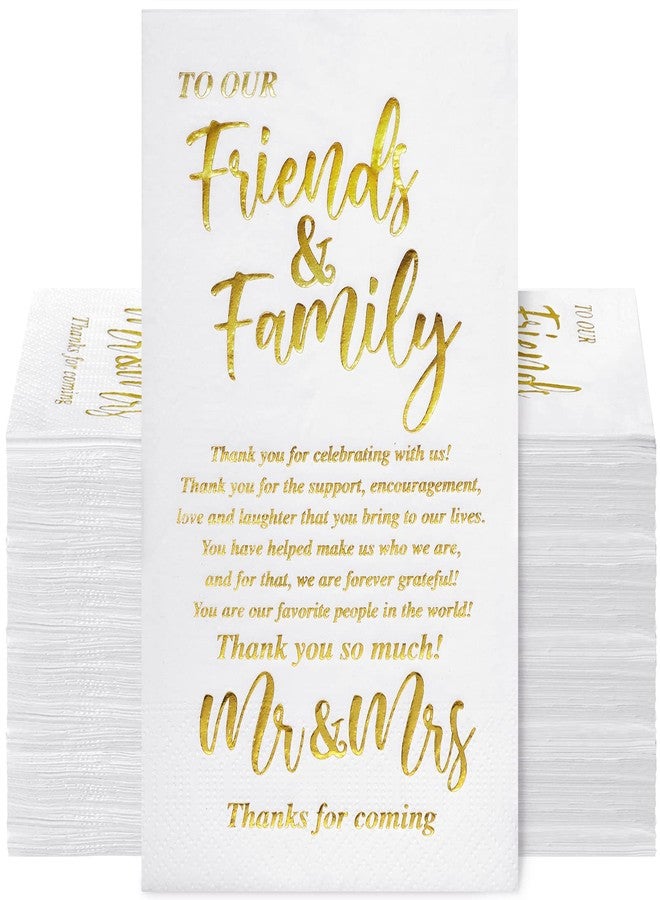 Hotop 100 Packs Wedding Napkins Mr & Mrs Dinner Gold for Reception Disposable Decorative Towels Shower Banquet Rehearsal Decorations, 12.99x15.75 inches - Image 1