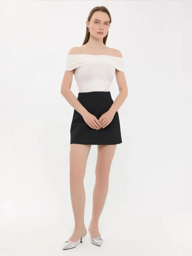 HICCUP Off-Shoulder Ruched Bodycon Top
