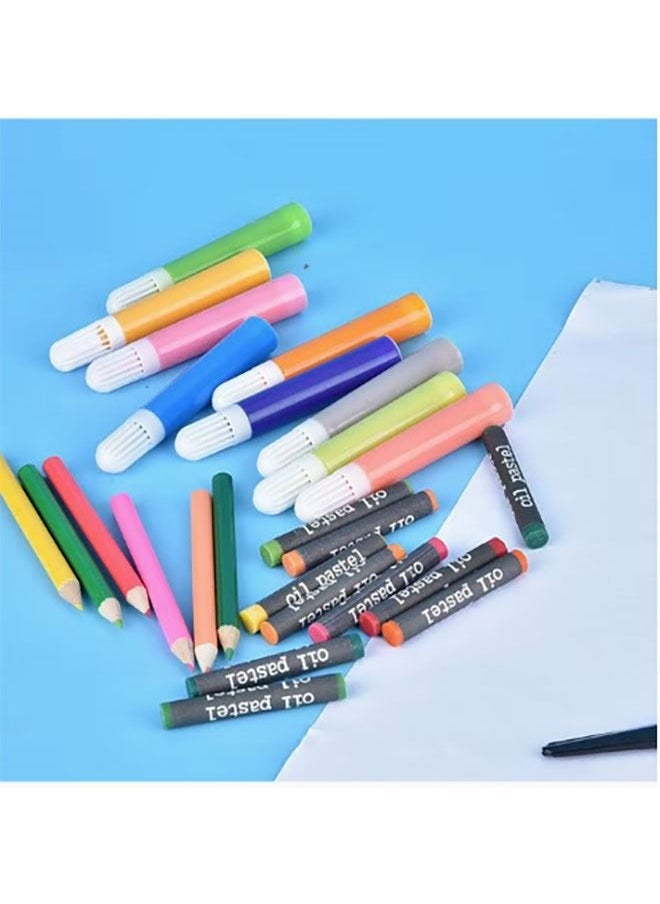 Arabest - Art Supplies Set, 150 Piece Portable Paintings Painting Set for Kids Teens and Adults, Crayons, Colored Pencils, Watercolor Pens (Pink) - Image 1