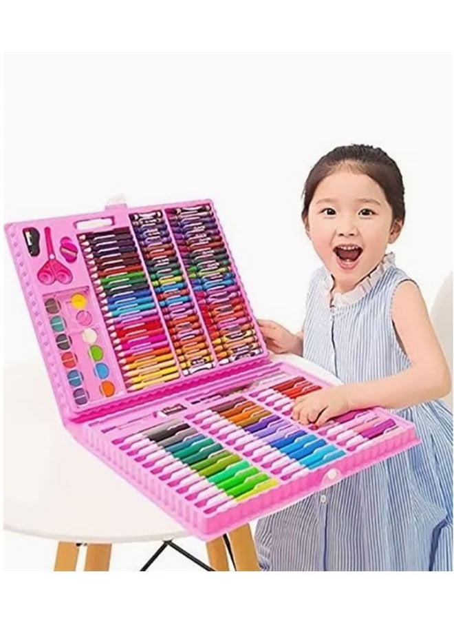 Arabest - Art Supplies Set, 150 Piece Portable Paintings Painting Set for Kids Teens and Adults, Crayons, Colored Pencils, Watercolor Pens (Pink) - Image 1