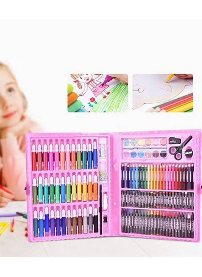 Arabest - Art Supplies Set, 150 Piece Portable Paintings Painting Set for Kids Teens and Adults, Crayons, Colored Pencils, Watercolor Pens (Pink) - Image 1