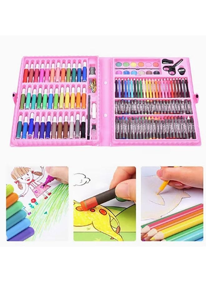Arabest - Art Supplies Set, 150 Piece Portable Paintings Painting Set for Kids Teens and Adults, Crayons, Colored Pencils, Watercolor Pens (Pink) - Image 1