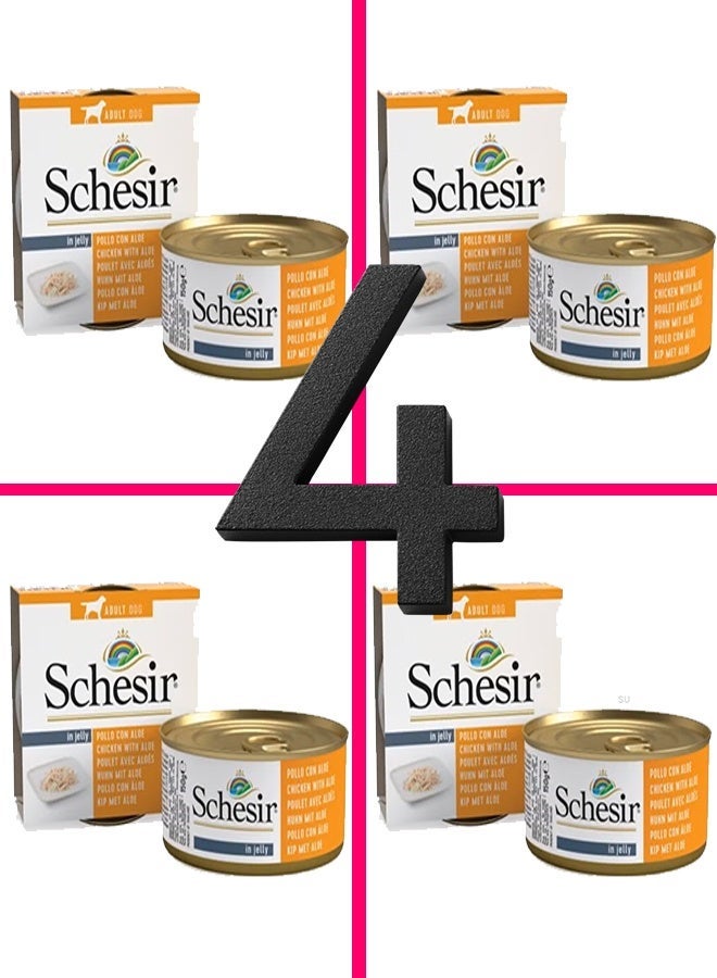 شيسر شرائح دجاج شيسير للكلاب البالغة مع الصبار - 4 علب، وزن كل علبة 150 غرام - Image 1