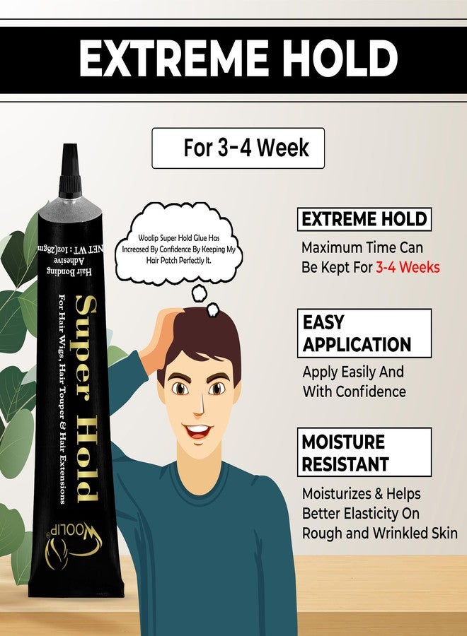 Woolip Super Hold Hair Patch Glue for Men | Strong Adhesive Hold 2-4 Weeks | Waterproof & Sweat Resistant Wig Glue | Skin Friendly Hair Patch Glue | 30g Pack of 1 (28ml) - Image 5