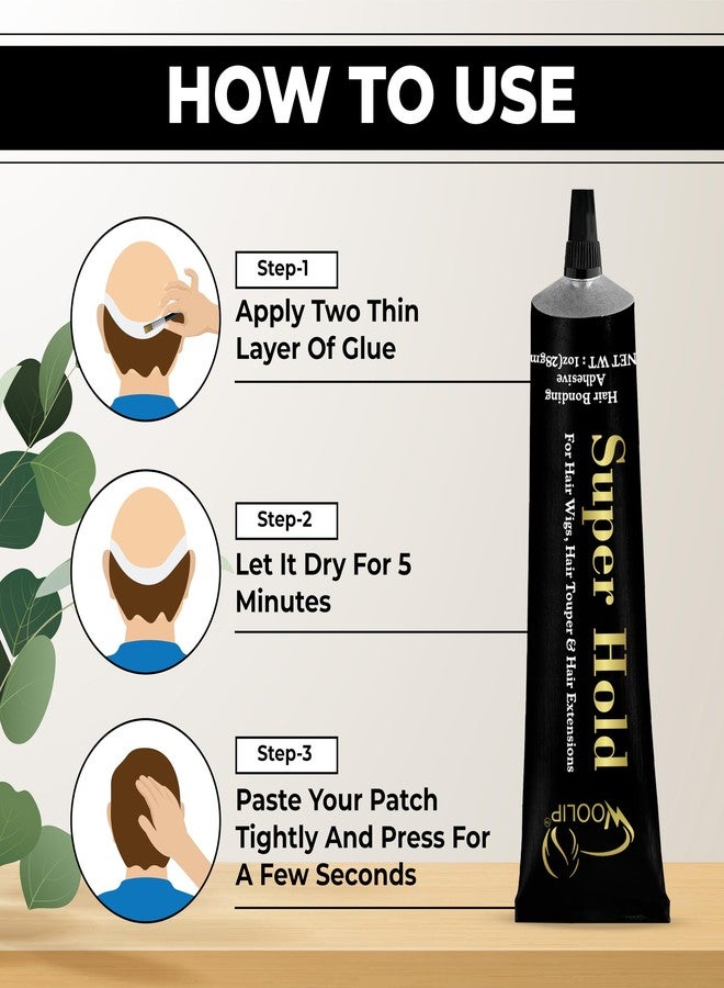Woolip Super Hold Hair Patch Glue for Men | Strong Adhesive Hold 2-4 Weeks | Waterproof & Sweat Resistant Wig Glue | Skin Friendly Hair Patch Glue | 30g Pack of 1 (28ml) - Image 3
