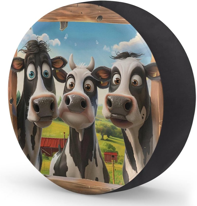 cfpolar Spare Tire Cover for RV Trailer, Funny Cows Waterproof Sun Leather Wheel Cover, Camper Spare Tire Covers Fit for Jeep Travel Trailer SUV Truck Accessories (15 in for Diameter 27” - 29”),B-270 - Image 2