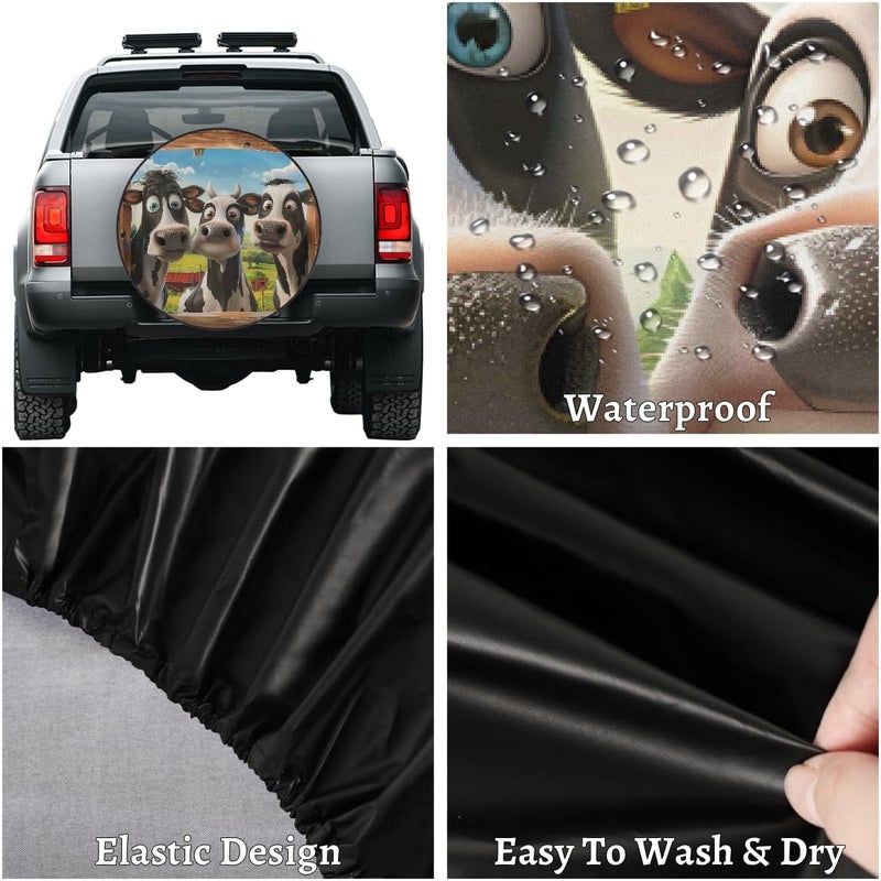 cfpolar Spare Tire Cover for RV Trailer, Funny Cows Waterproof Sun Leather Wheel Cover, Camper Spare Tire Covers Fit for Jeep Travel Trailer SUV Truck Accessories (15 in for Diameter 27” - 29”),B-270 - Image 4