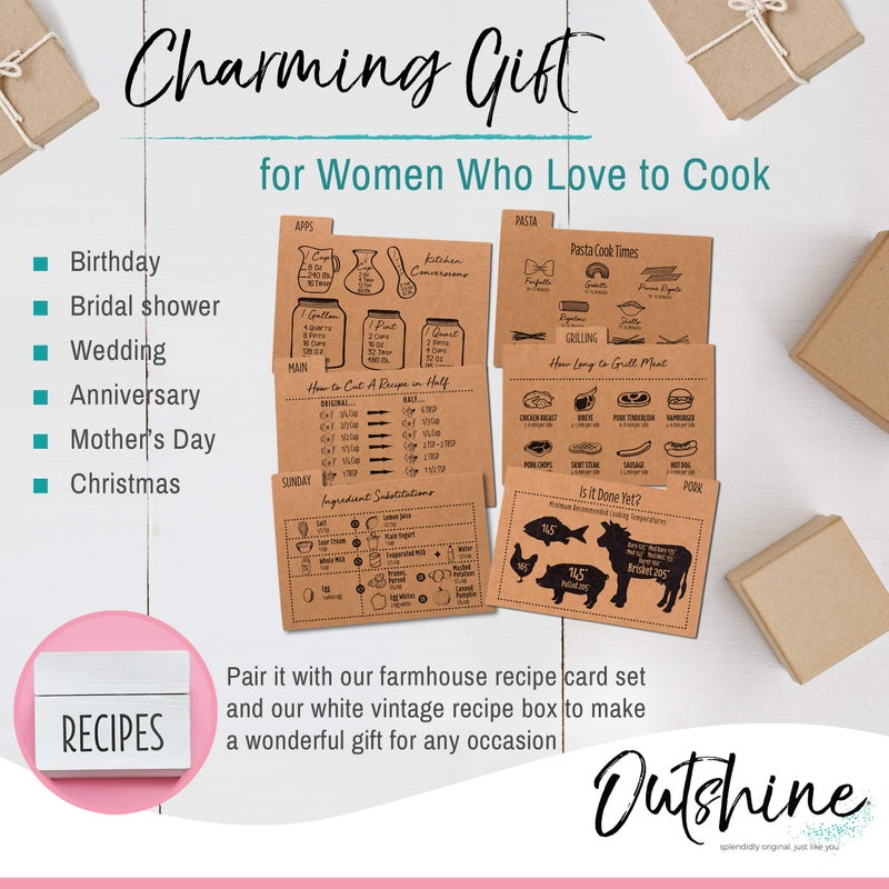 OUTSHINE Premium Kraft Recipe Cards Dividers 4x6 with Tabs (Set of 24) | Recipe Box Dividers Made of Thick Cardstock | Includes 28 Adhesive Labels and Printed Cooking Tips | Best Kitchen Gift - Image 5