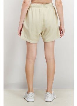 Reebok Women Sportwear Fit Embroidered Logo Training Shorts, Beige  - Image 2