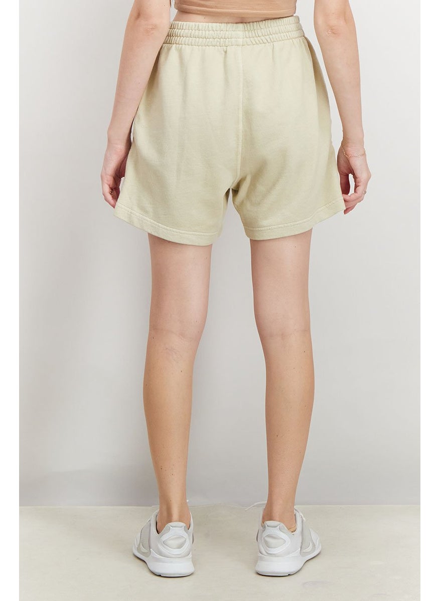 Reebok Women Sportwear Fit Embroidered Logo Training Shorts, Beige  - Image 2