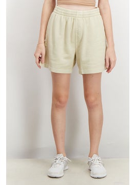 Reebok Women Sportwear Fit Embroidered Logo Training Shorts, Beige  - Image 1
