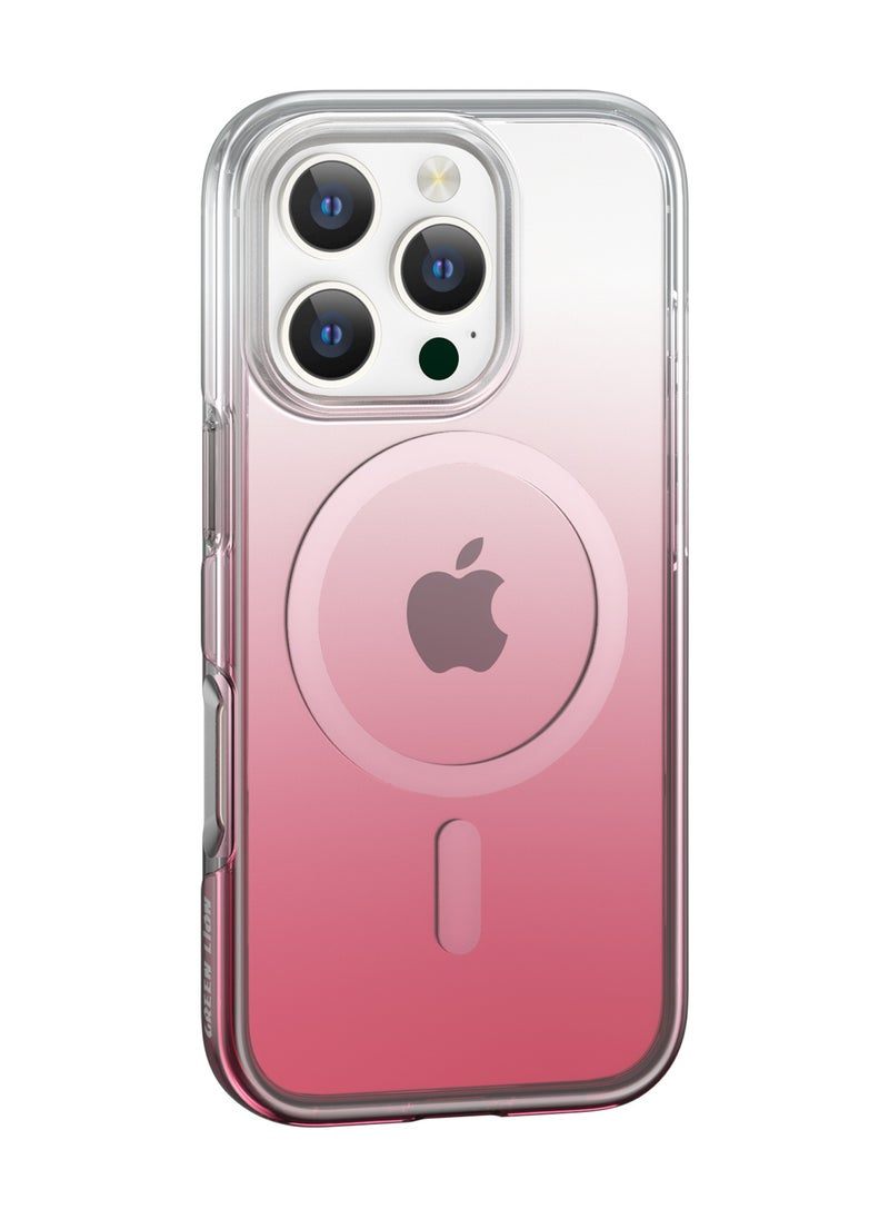GREEN LION iPhone 16 Pro Max Magsafe Case Gradient Powerful / Yellow Resistant / Drop Protection / Antioxidant Layer / Scratch Resistant / Non-Slip Grip / Air Cushion - Pink  - Image 1