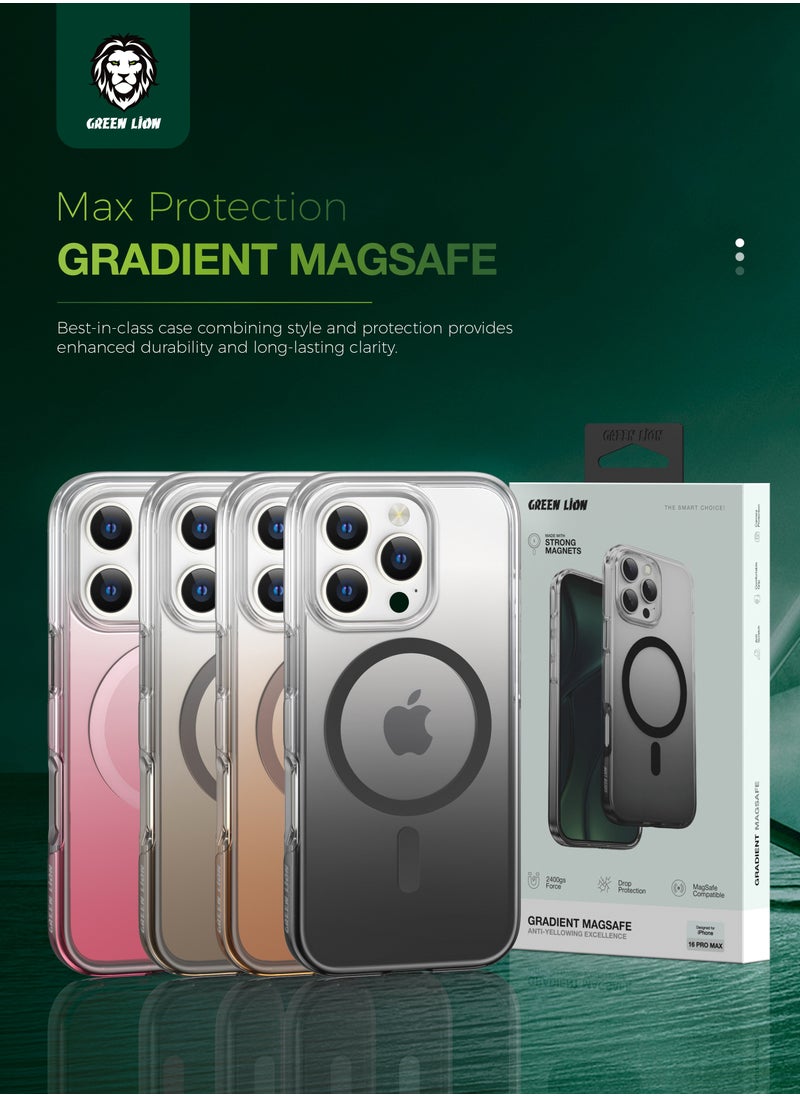 GREEN LION iPhone 16 Pro Max Magsafe Case Gradient Powerful / Yellow Resistant / Drop Protection / Antioxidant Layer / Scratch Resistant / Non-Slip Grip / Air Cushion - Pink  - Image 3