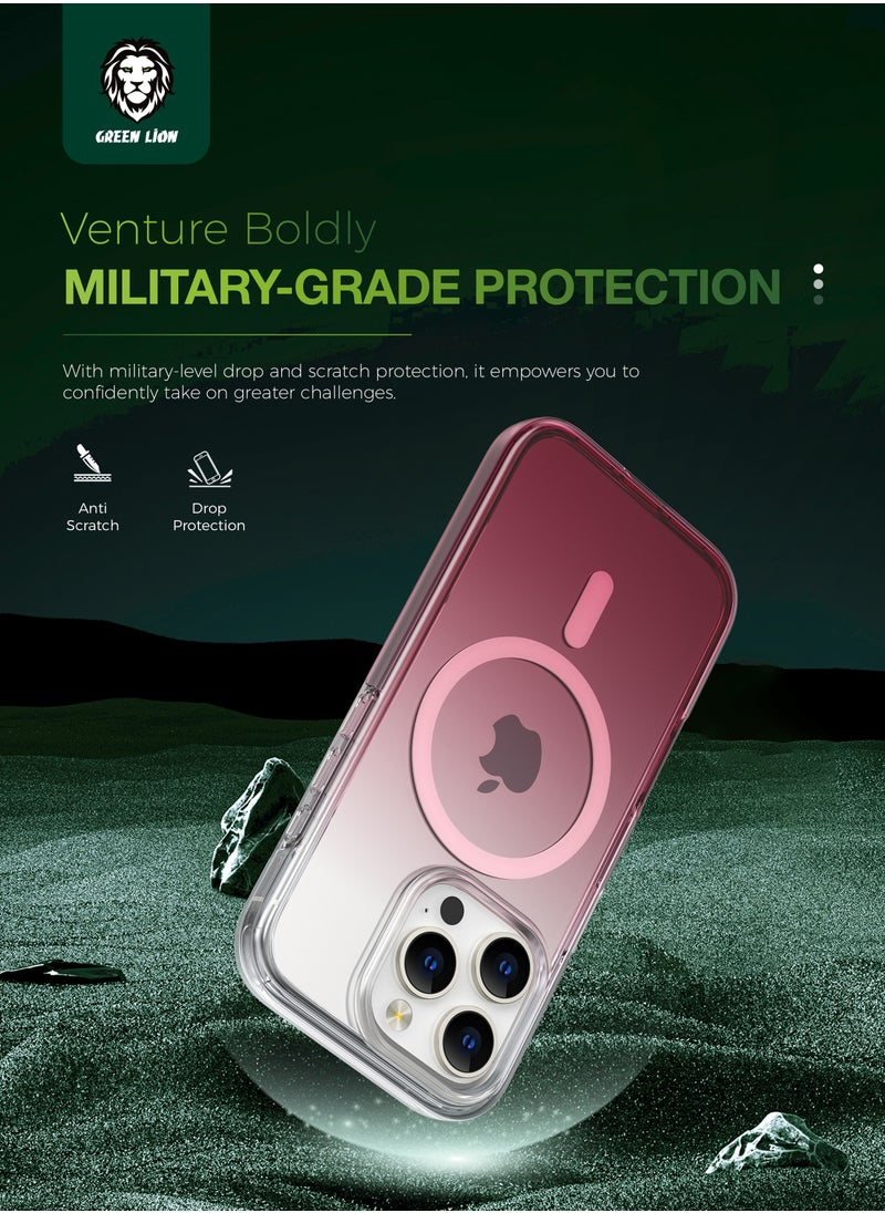 GREEN LION iPhone 16 Pro Max Magsafe Case Gradient Powerful / Yellow Resistant / Drop Protection / Antioxidant Layer / Scratch Resistant / Non-Slip Grip / Air Cushion - Pink  - Image 4