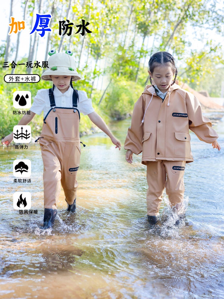 Children'S Play Water Suit Suit Kindergarten Sand Water Suit Raincoat Waterproof Pants Rain Pants Rain Boots Integrated Sea Equipment - Image 3