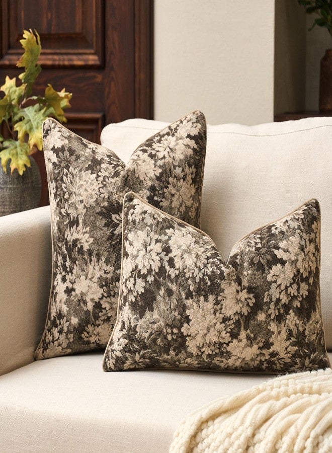 Yangest Neutral Floral Pillow Cover 12 x 20 Inches, Vintage Chenille Rectangle Throw Pillow Cover Soft Decorative Farmhouse Accent Couch Pillow Cover for Living Room Bedroom, Grey - Image 4
