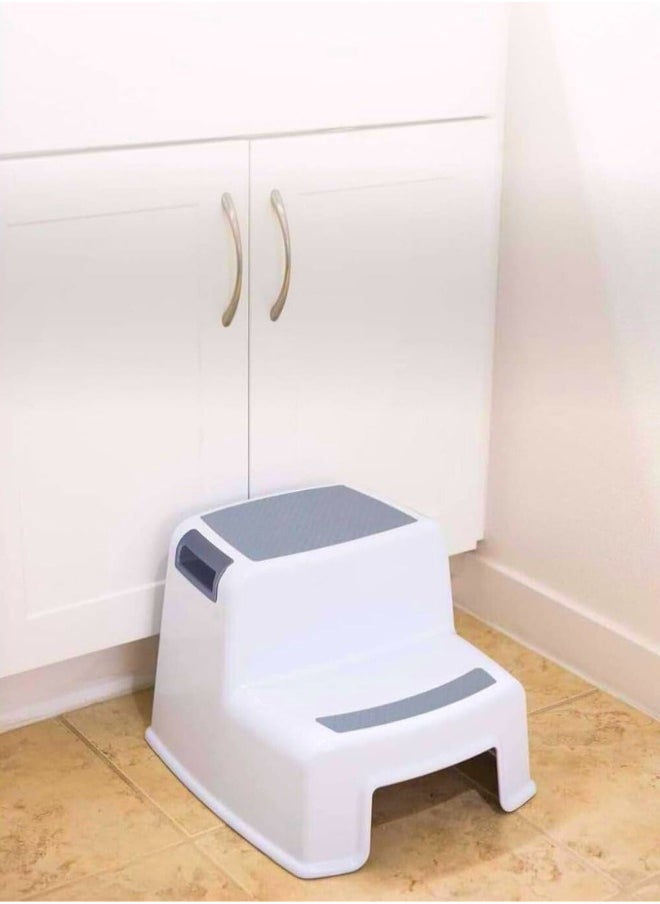 Chase Up Dual Height Step Stool for Kids Toddler's Potty Training and Use in the Bathroom or Kitchen Versatile Two Design Growing Children Soft Grip Steps Provide, white  - Image 2