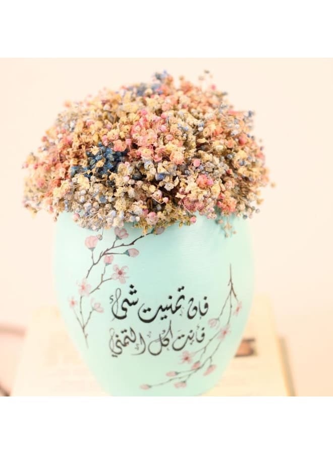 بوت بيبي فلاور ابدي - مزين بزهور البيبي فلاور المجففة الطبيعية - فيروزي - 15*10 سم