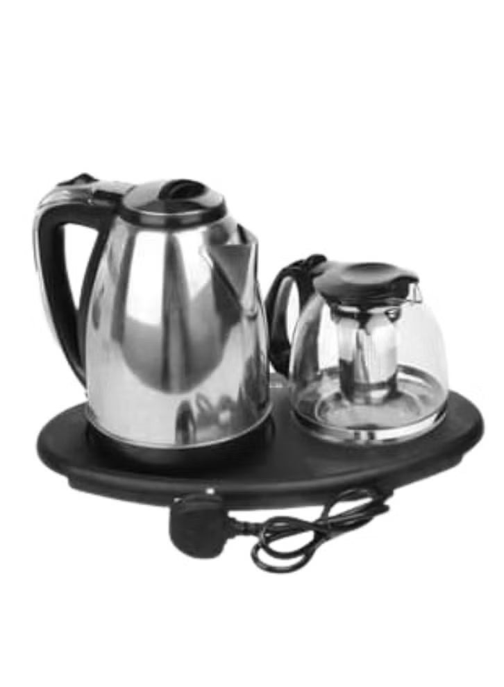 Denx Kettle With Tea Tray, Electric Kettle With Tea Tray & Automatic Shut-Off Feature, Transparent Glass Tea Maker With Filter - Image 1