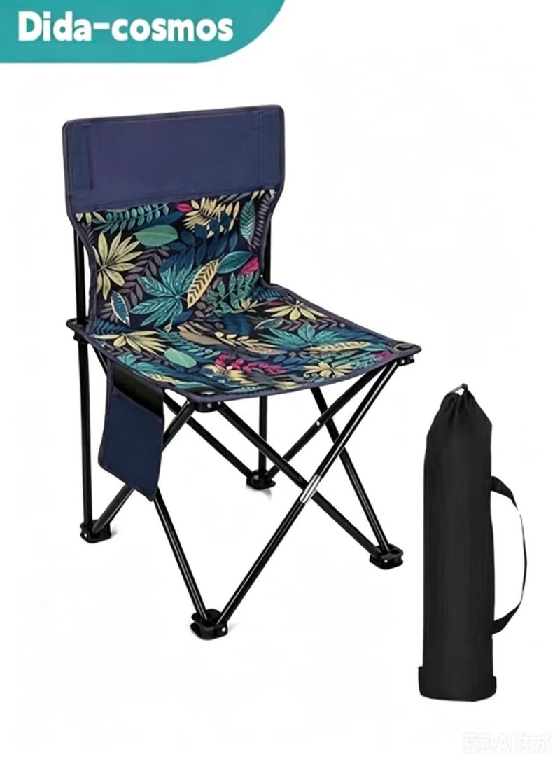 dida-cosmos Foldable Portable Fishing Camping Chair, Outdoor Camping Chair with Side Pockets and Carry Bag - Image 1