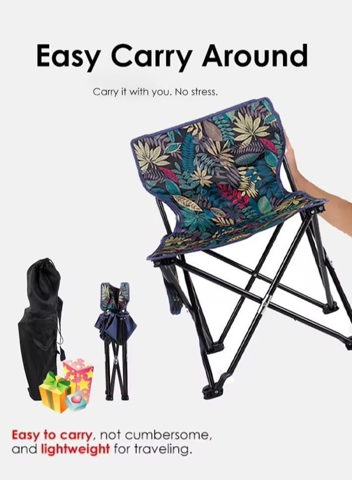 dida-cosmos Foldable Portable Fishing Camping Chair, Outdoor Camping Chair with Side Pockets and Carry Bag - Image 3