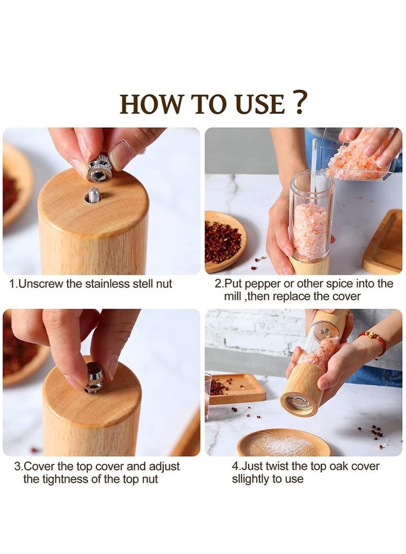MIXDE Salt and Pepper Grinder Set, Manual Salt and Pepper Mills- Wooden Pepper Shakers with Adjustable Ceramic Core (Pack of 2)  - Image 5
