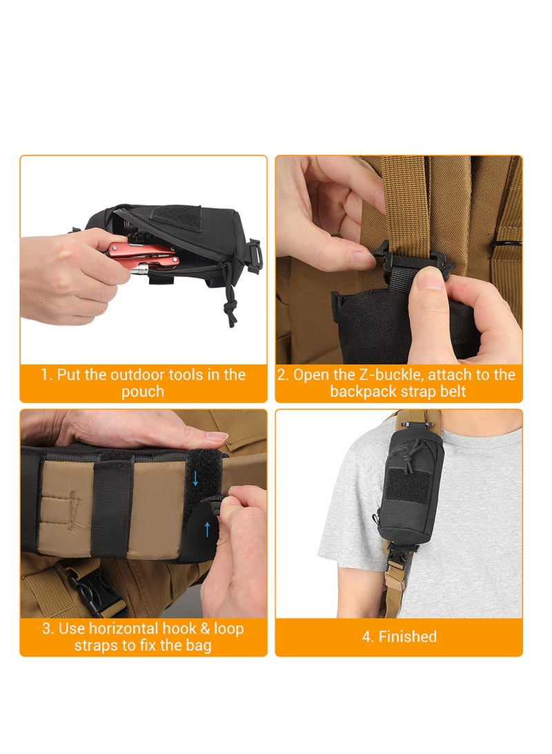 Tactical EDC Tool Pouch for Backpack Shoulder Strap, Compact Outdoor Accessory Bag for Phones and Gear - Image 2