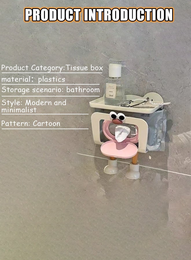 Tissue Box,Cute cartoon wet wipes box bathroom wall mounted paper box, Toilet Paper Holder, Wall Mounted Tissue Box,Tissue Dispenser, Drying Tissue Holder, Acrylic Transparent Tissue Inverted Box,Ha - Image 4