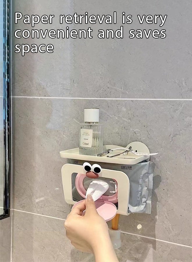Tissue Box,Cute cartoon wet wipes box bathroom wall mounted paper box, Toilet Paper Holder, Wall Mounted Tissue Box,Tissue Dispenser, Drying Tissue Holder, Acrylic Transparent Tissue Inverted Box,Ha - Image 2