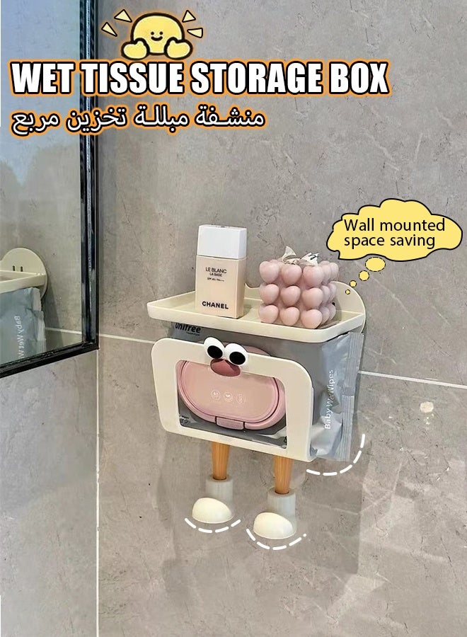 Tissue Box,Cute cartoon wet wipes box bathroom wall mounted paper box, Toilet Paper Holder, Wall Mounted Tissue Box,Tissue Dispenser, Drying Tissue Holder, Acrylic Transparent Tissue Inverted Box,Ha - Image 1