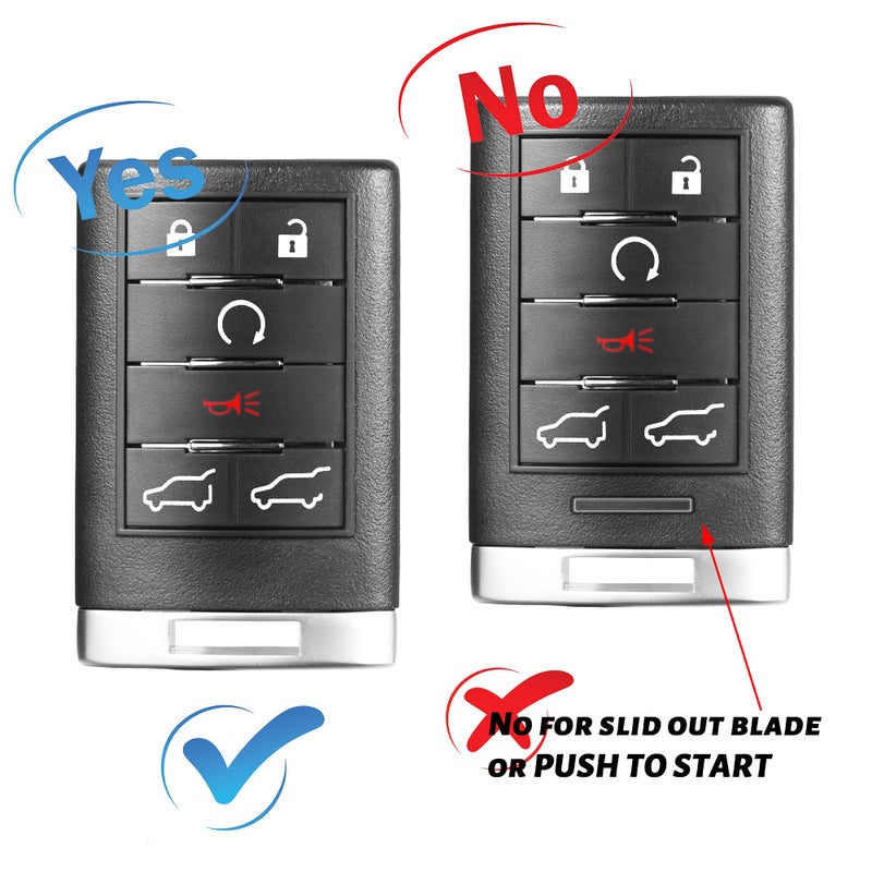 VOFONO 6 أزرار مفتاح بديل عن بعد للدخول بدون مفتاح متوافق مع كاديلاك إسكاليد ESV EXT 2007-2014 FCC ID: OUC6000066 850K-6000066 - Image 3