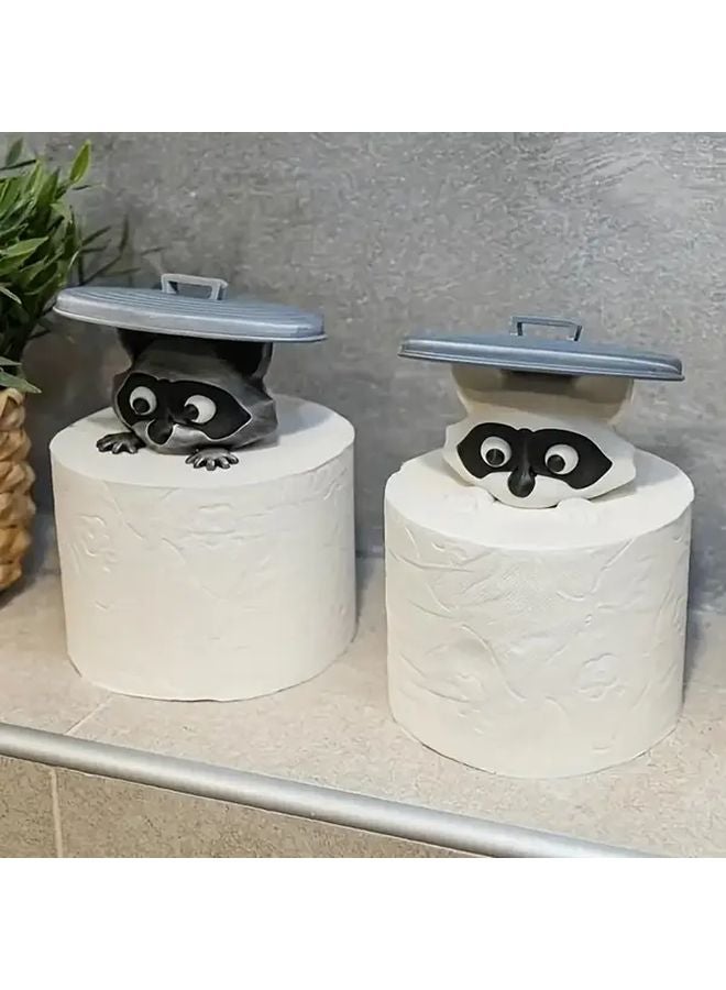 حامل ورق التواليت راكون الأبيض مطبوع ثلاثي الأبعاد حامل مناديل الحمام المستقل - Image 3