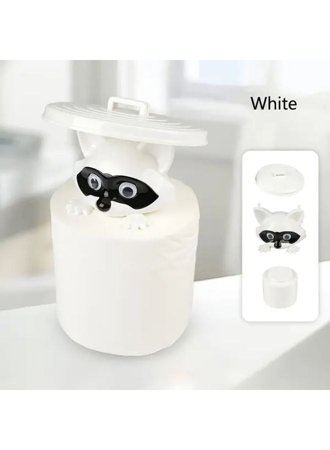 حامل ورق التواليت راكون الأبيض مطبوع ثلاثي الأبعاد حامل مناديل الحمام المستقل - Image 1