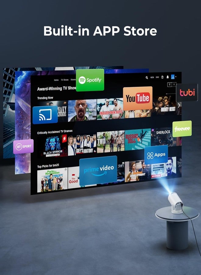 CLOKOWE Mini Projector with WiFi and Bluetooth - Built-in Apps, Smart Portable Projector with 180° Rotation, Auto Keystone, Support 1080P, Compatible with HDMI/USB/TV Stick/Smartphone/Laptop - Image 2