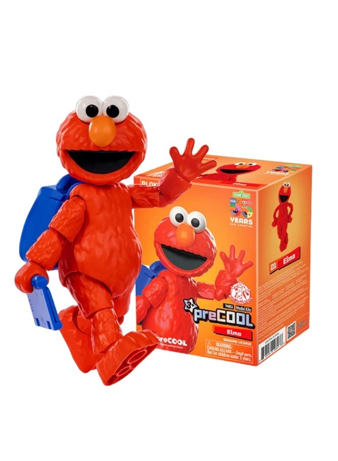 BLOKEES preCOOL Sesame Street Elmo Model Kit | Buildable Action Figure with Backpack | Collectible Construction Toy for Kids Ages 3+ | Articulated Red Plush Character - Image 1