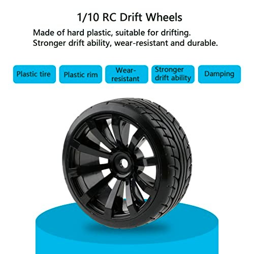 Rchobbytop 4pcs 1/10 RC Drift Wheels 12mm Hex Drift Wheels and Tires for HSP Redcat HPI Tamiya 3RACING Kyosho Traxxas Wltoys MST Exceed RC Drift Car, with 8pcs Flange Lock Nuts and Wrench - Image 5