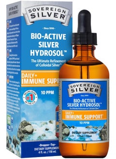 Sovereign Silver Bio-Active Silver Hydrosol For Immune Support - 10 Ppm, 4Oz (118Ml) - Dropper  - Image 1