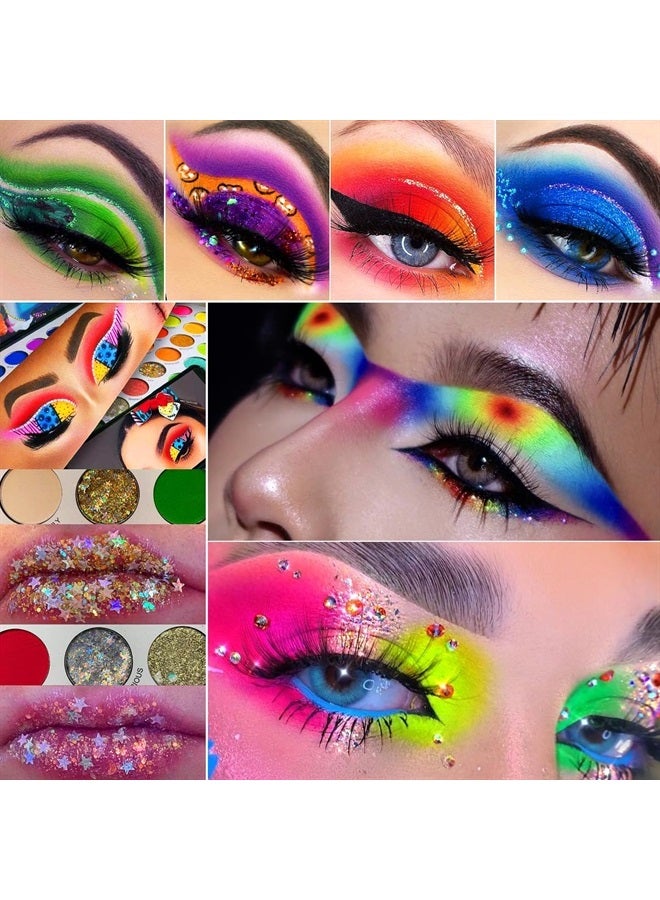 La Catrina Makeup Pallet Colorful Eyeshadow Palette 54 Color,Afflano Large High Pigmented Rainbow Eye Shadow Matte Shimmer Glitter,Bright Neon Aurora Glow Color for Women Girl Halloween Christmas Gift