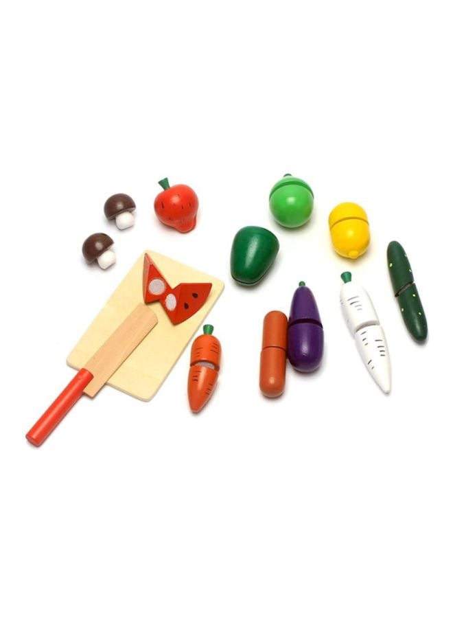 14-Piece Pretend Cut Fruit And Vegetable Slicer Toy Play House Kitchen Set  - Image 3