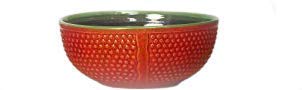 Caffeine Ceramic Handmade red & Green Patti Serving Bowl - Image 1