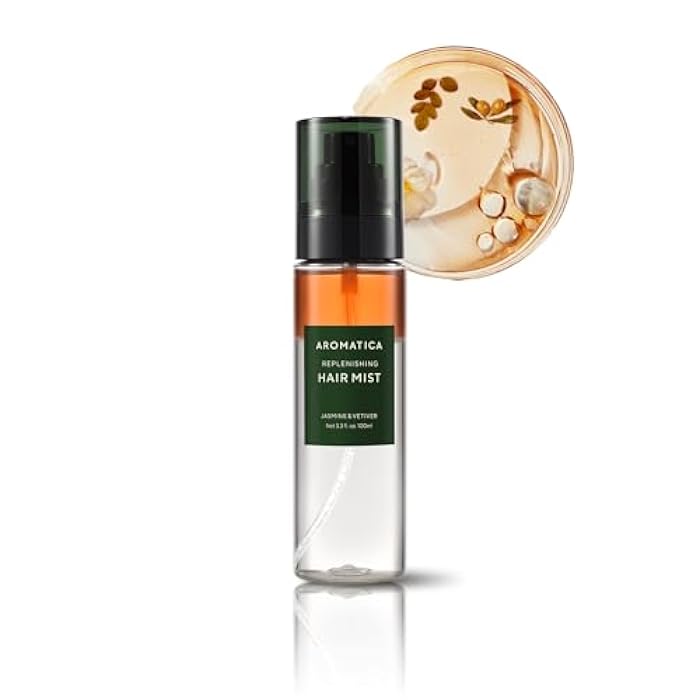 AROMATICA Replenishing Hair Mist Jasmine & Vetiver - Leave-in Conditioner Spray & Blow Out Hair Perfume Oil for Women - Silicone-Free, Detangling, Smoothing & Moisturizing (3.3fl oz) - Image 1