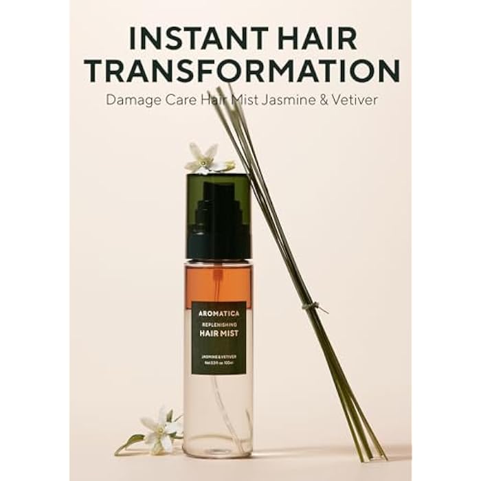 AROMATICA Replenishing Hair Mist Jasmine & Vetiver - Leave-in Conditioner Spray & Blow Out Hair Perfume Oil for Women - Silicone-Free, Detangling, Smoothing & Moisturizing (3.3fl oz) - Image 2