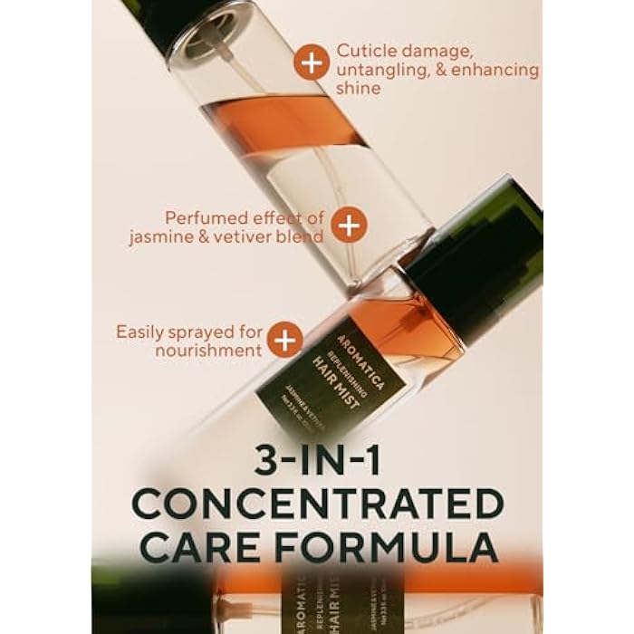 AROMATICA Replenishing Hair Mist Jasmine & Vetiver - Leave-in Conditioner Spray & Blow Out Hair Perfume Oil for Women - Silicone-Free, Detangling, Smoothing & Moisturizing (3.3fl oz) - Image 3