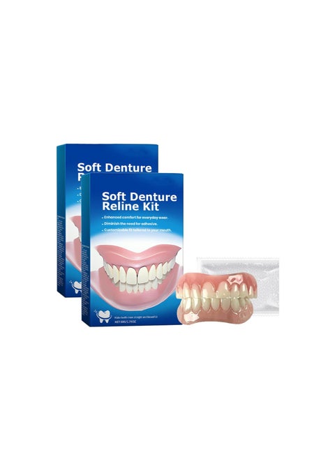 Denture Silicone Reline Kit - Soft Denture Reline Kit, Silicone Reline Kit for Dentures, Soft Denture Silicone Reline Kit, Snap on Soft Denture Reliner Kit for Upper and Lower Denture (100g)