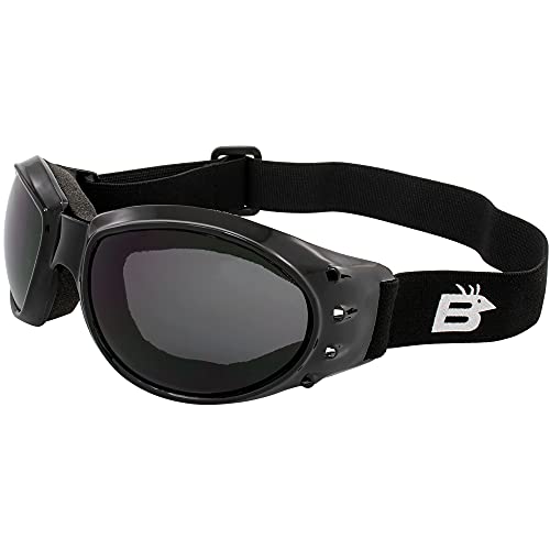Birdz Eyewear Eagle Motorcycle Goggles (Black Frame/Smoke Lens) - Image 1