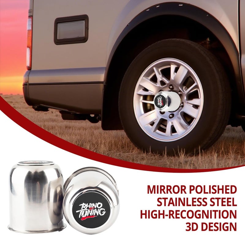 RTRHINOTUNING 4PCS 3.16" 80mm Stainless Steel Wheel Center Caps for Truck Trailer Rim Center Bore, 3.16" Hub, 3.84" Tall Chrome Push Through Hub Caps - Image 5