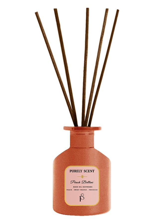 PURELY SCENT Peach Bellini Large Luxury Reed Diffuser – 200ml | Elegant Home Fragrance | Long Lasting Fragrance with Essential Oils – Elegant Oil Diffuser – Relaxing Aromatherapy Decor - Image 1
