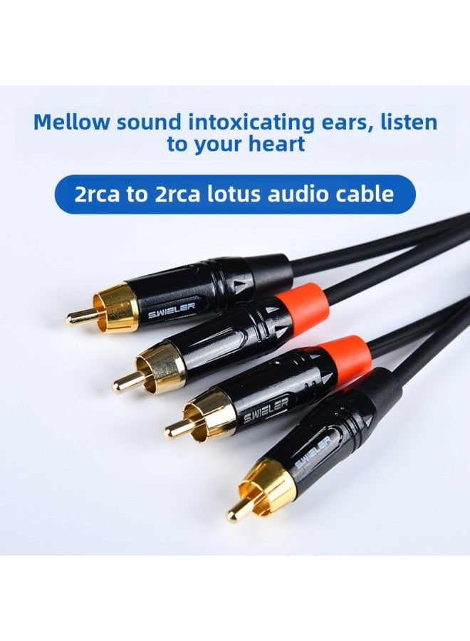 Direct Zinc Alloy RCA2 Points 2 Double Lotus To Double Lotus Two To Two Computer Speaker Connection Copper Gold Plated-Color:S314x Double Lotus To Double Lotus 2rca-Length:10m  - Image 1