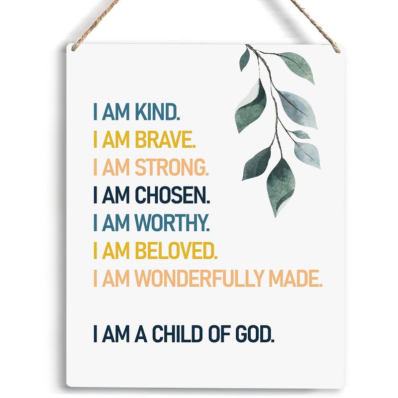 YCYD Christian Wall Art I Am A Child of God Wooden Hanging Sign Bible Verse Wall Art for Home Office Decor Modern Christian Word Art Bedroom Wall Decor Sign Baptism Gifts Room Decorations 10x8 Inches - Image 1