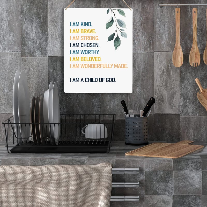 YCYD Christian Wall Art I Am A Child of God Wooden Hanging Sign Bible Verse Wall Art for Home Office Decor Modern Christian Word Art Bedroom Wall Decor Sign Baptism Gifts Room Decorations 10x8 Inches - Image 4